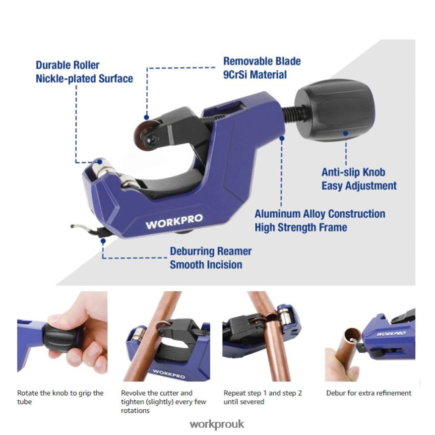 WORKPROTubing Cutter, 1/8 to 1-1/8inch Tube Cutter, Heavy Duty Pipe Cutter for Thin Copper PVC Aluminum Pipes X662Z153 Tool