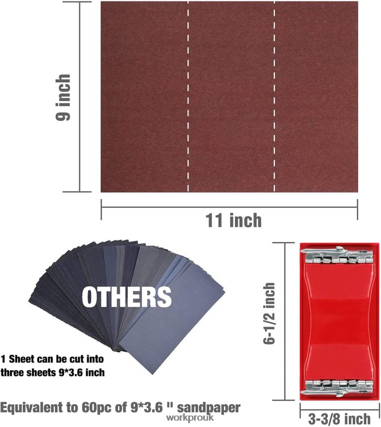 WORKPRO24 Packs of Sandpaper 80-600 Assorted Grit with Holder X662Z150 Tool