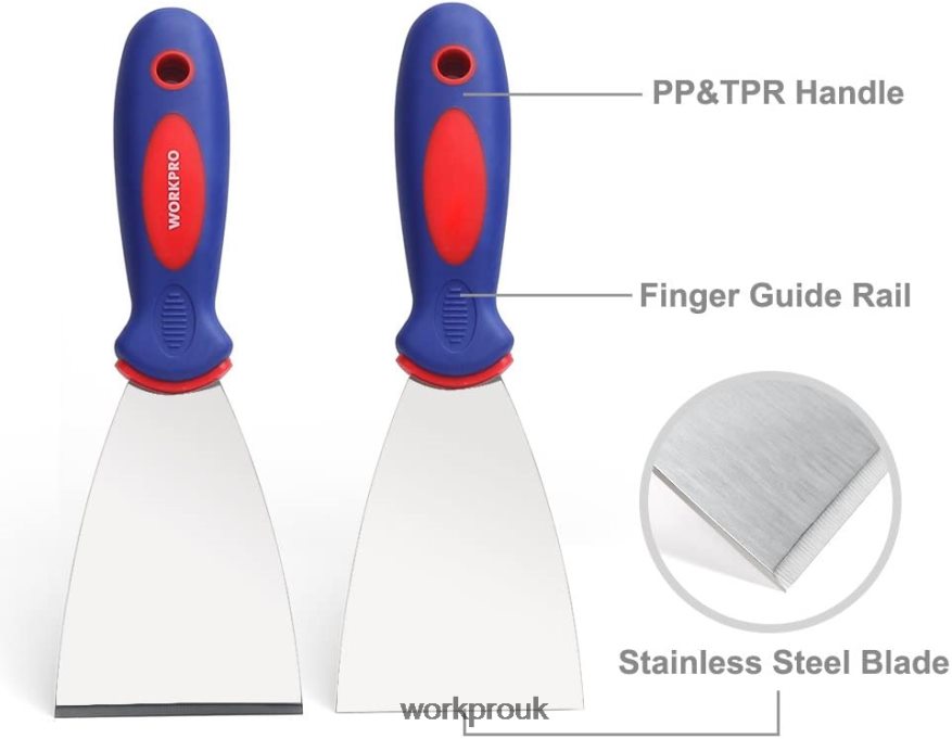 WORKPRO4 Pcs Stainless Steel Made Putty Knife Set X662Z149 Tool