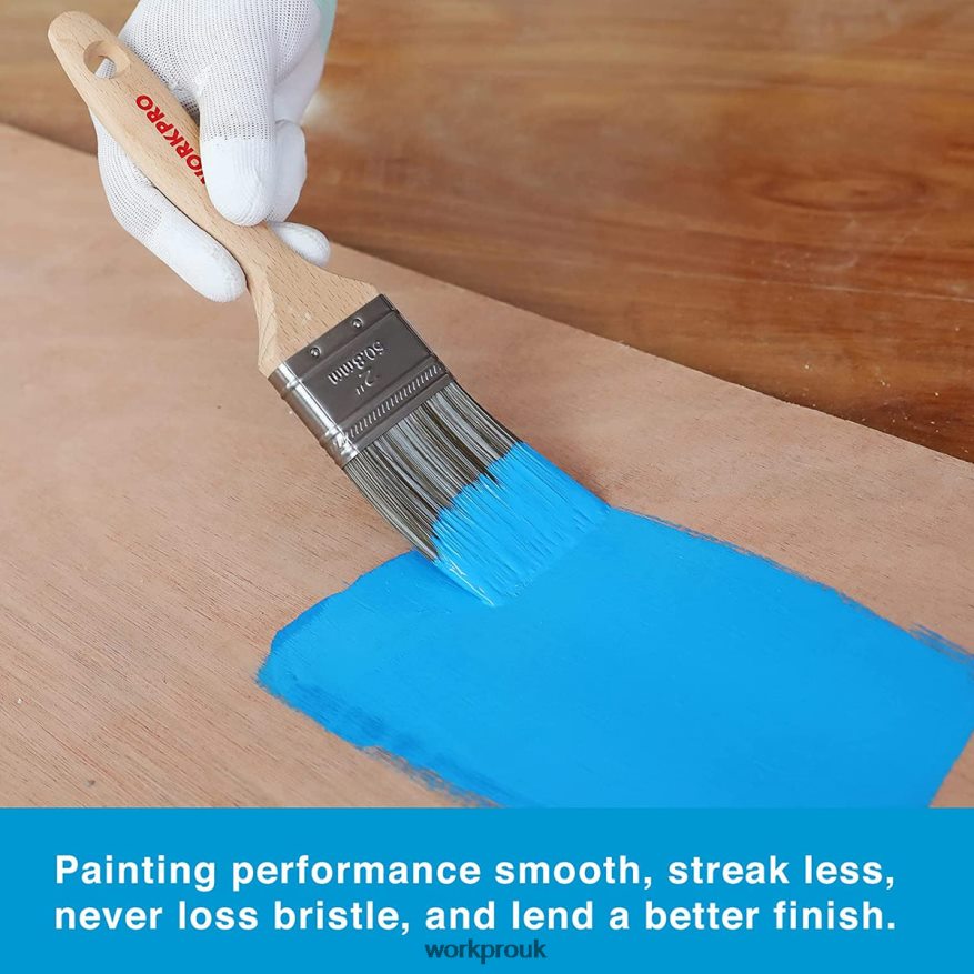 WORKPROPaint Brushes Set, 5 Pcs Professional Flat and Angle Sash Paint Brush with Wood Handle X662Z151 Tool