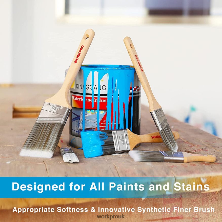 WORKPROPaint Brushes Set, 5 Pcs Professional Flat and Angle Sash Paint Brush with Wood Handle X662Z151 Tool