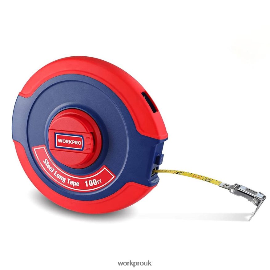 WORKPRO100 FT Tape Measure, Closed Reel Steel Long Tape with Foldable Handle, Shock-Resistant Case X662Z106 Tool
