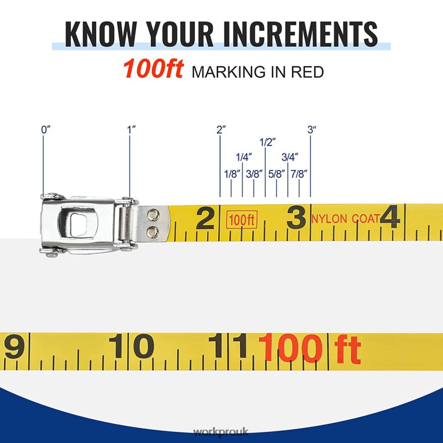 WORKPRO100 FT Tape Measure, Closed Reel Steel Long Tape with Foldable Handle, Shock-Resistant Case X662Z106 Tool