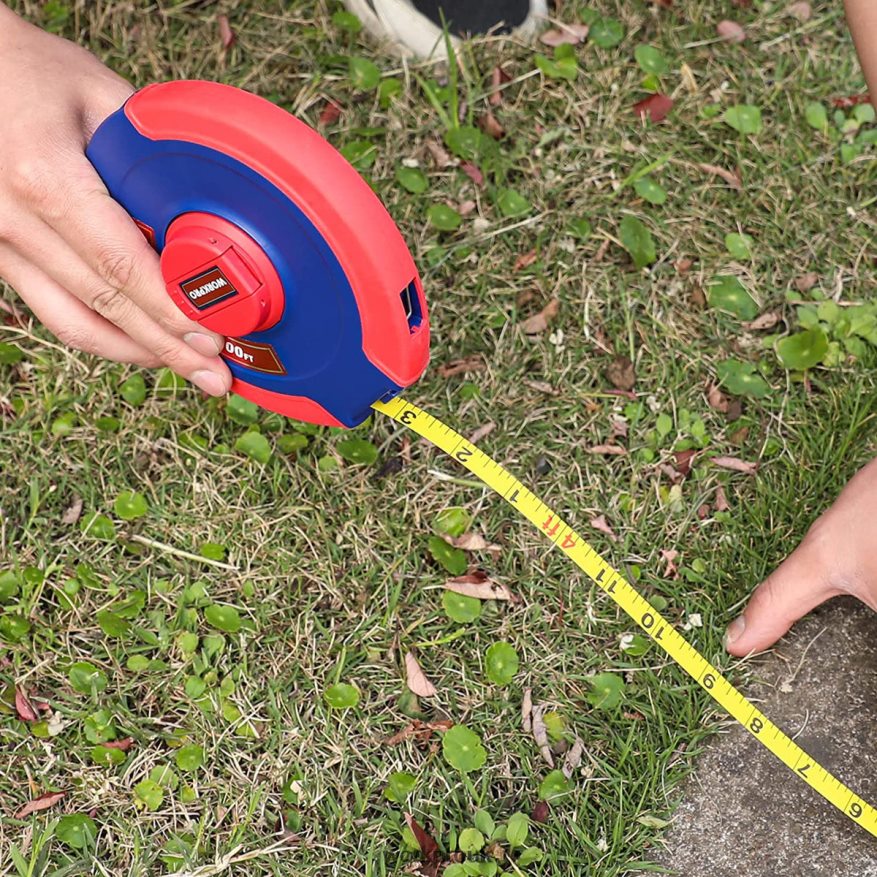 WORKPRO100 FT Tape Measure, Closed Reel Steel Long Tape with Foldable Handle, Shock-Resistant Case X662Z106 Tool