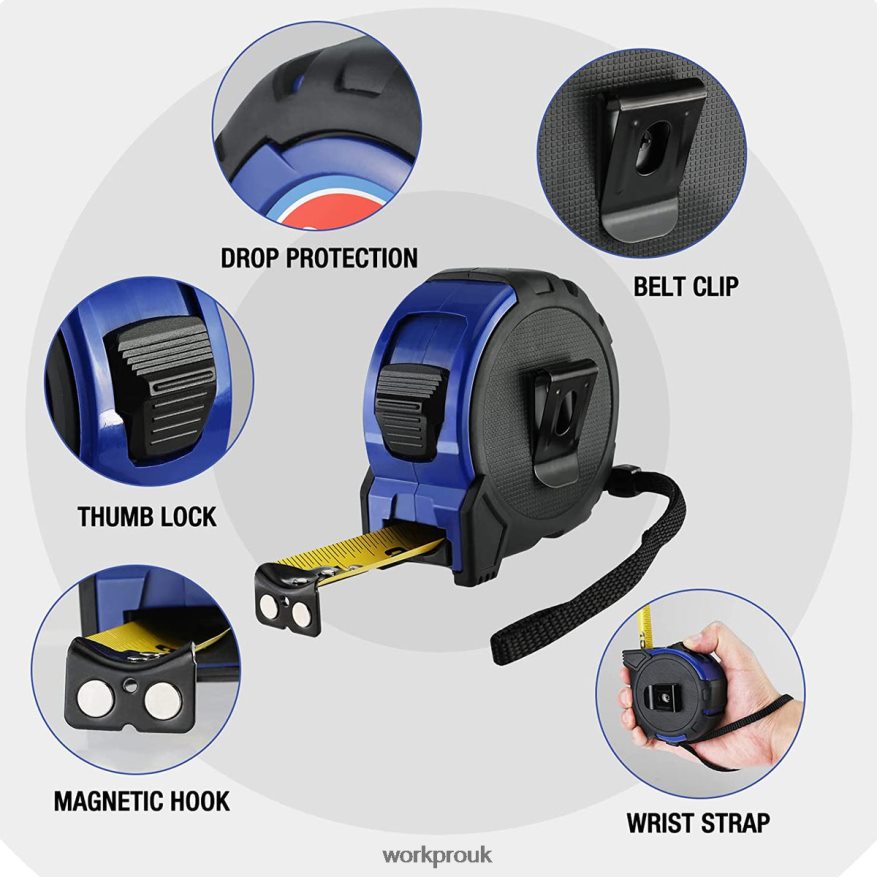 WORKPRO25FT Tape Measure, 1/8 Fractions, and 1/32 Accuracy Easy Read Measuring Tape, Retractable Nylon Coating Measurement Tape X662Z105 Tool