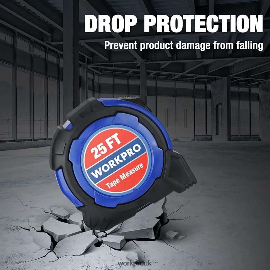 WORKPRO25FT Tape Measure, 1/8 Fractions, and 1/32 Accuracy Easy Read Measuring Tape, Retractable Nylon Coating Measurement Tape X662Z105 Tool