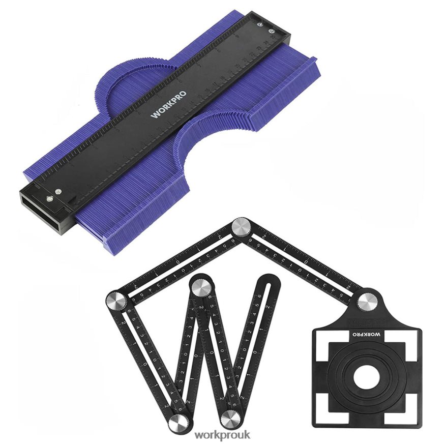 WORKPROContour Gauge and 6-Sided Angle Measuring Tool Combo Kit X662Z107 Tool