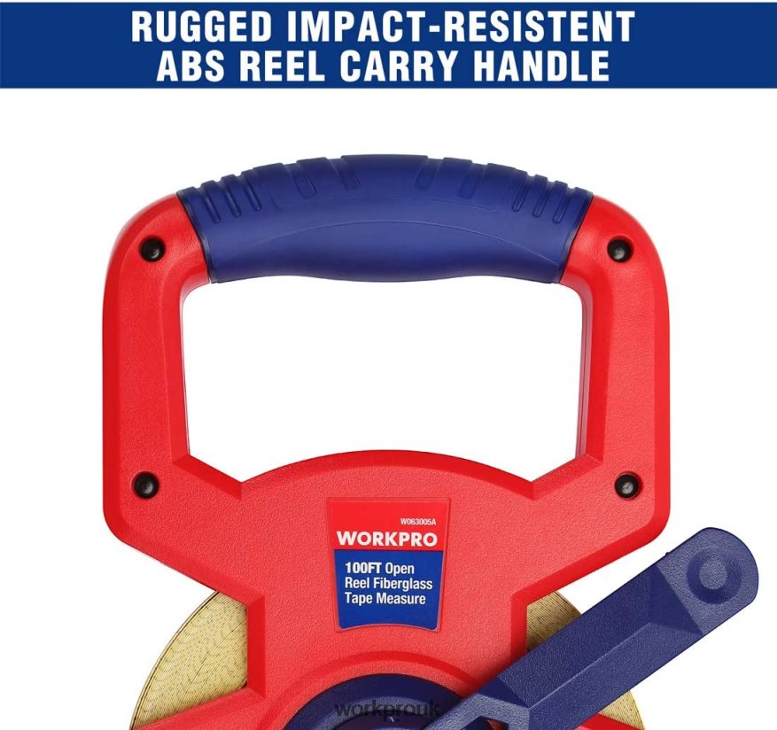 WORKPROOpen Reel Tape Measure with Double Nylon Coated Fiberglass Blade, 100 Feet X662Z109 Tool