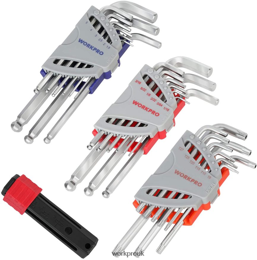 WORKPRO27 Pcs Long Arm Ball End Allen Wrench Set for Excellent Grip and Torque Transfer X662Z62 Tool