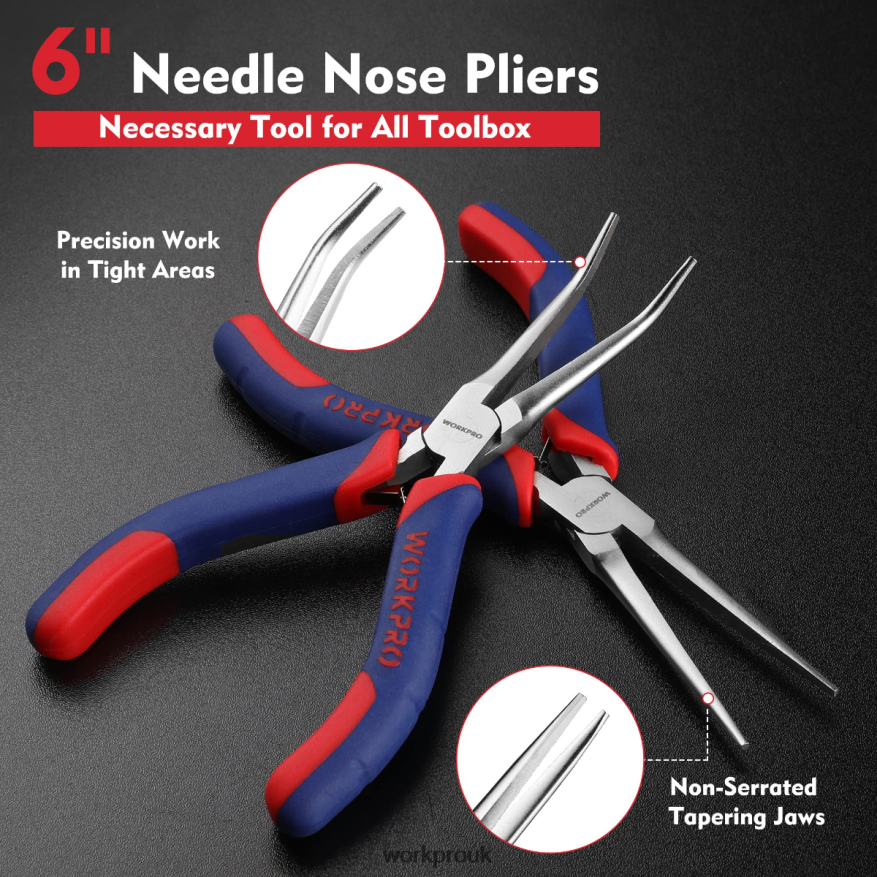 WORKPRO2-Pcs Mini Needle Nose Pliers Set, Long Nose Pliers, Bent Nose Pliers X662Z73 Tool