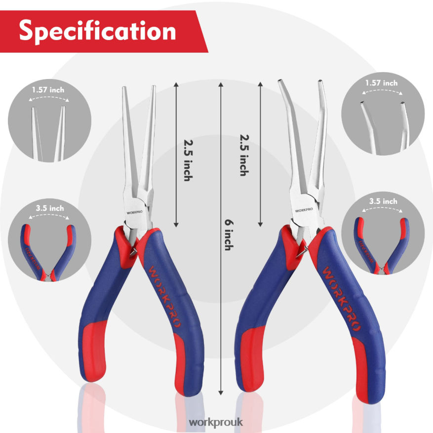WORKPRO2-Pcs Mini Needle Nose Pliers Set, Long Nose Pliers, Bent Nose Pliers X662Z73 Tool
