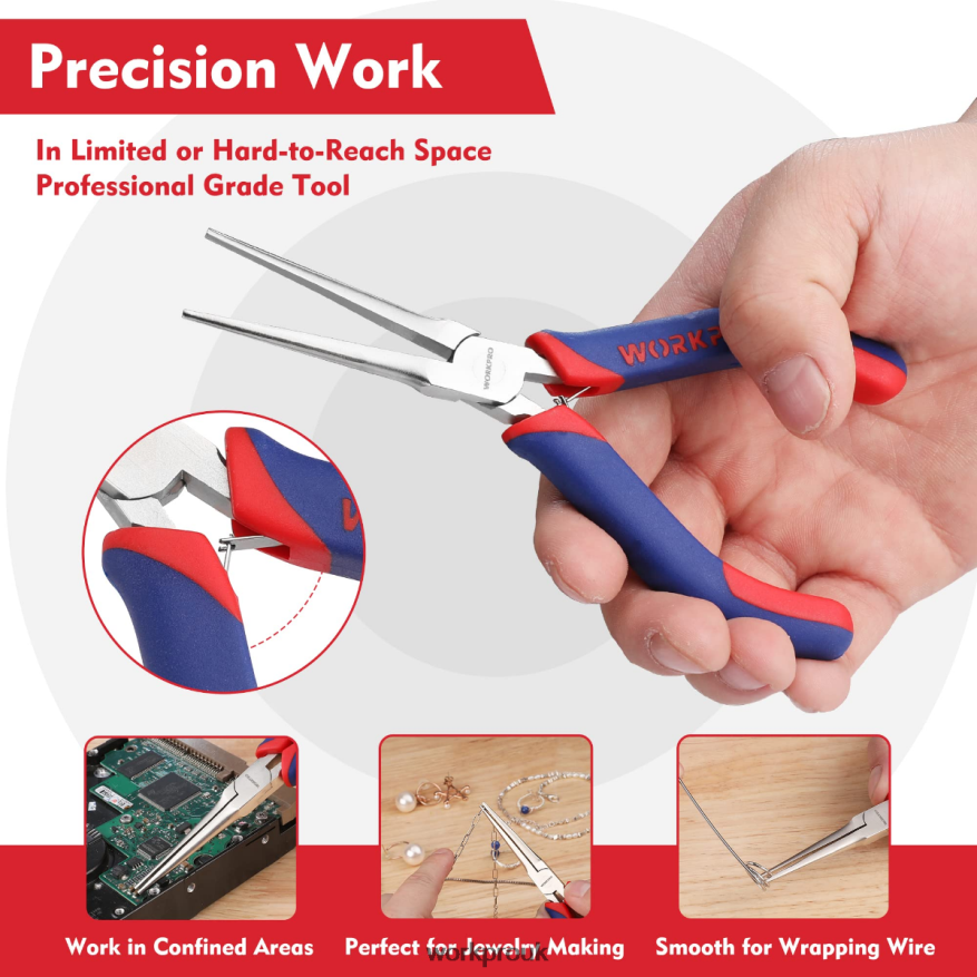 WORKPRO2-Pcs Mini Needle Nose Pliers Set, Long Nose Pliers, Bent Nose Pliers X662Z73 Tool