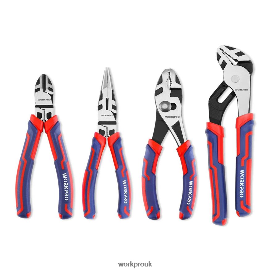WORKPRO4 Pcs Premium CR-V Construction Pliers Tool Sets X662Z72 Tool