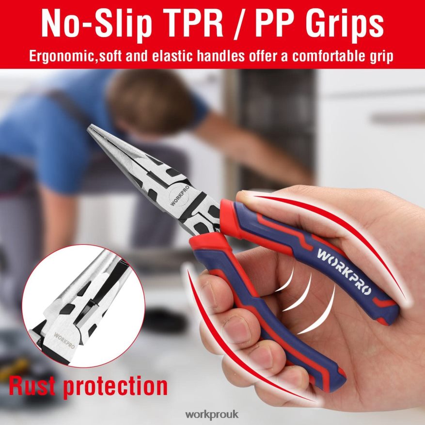 WORKPRO4 Pcs Premium CR-V Construction Pliers Tool Sets X662Z72 Tool