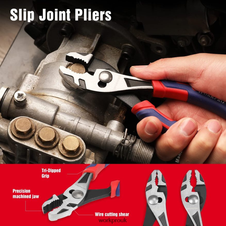WORKPRO4 Pcs Premium CR-V Construction Pliers Tool Sets X662Z72 Tool