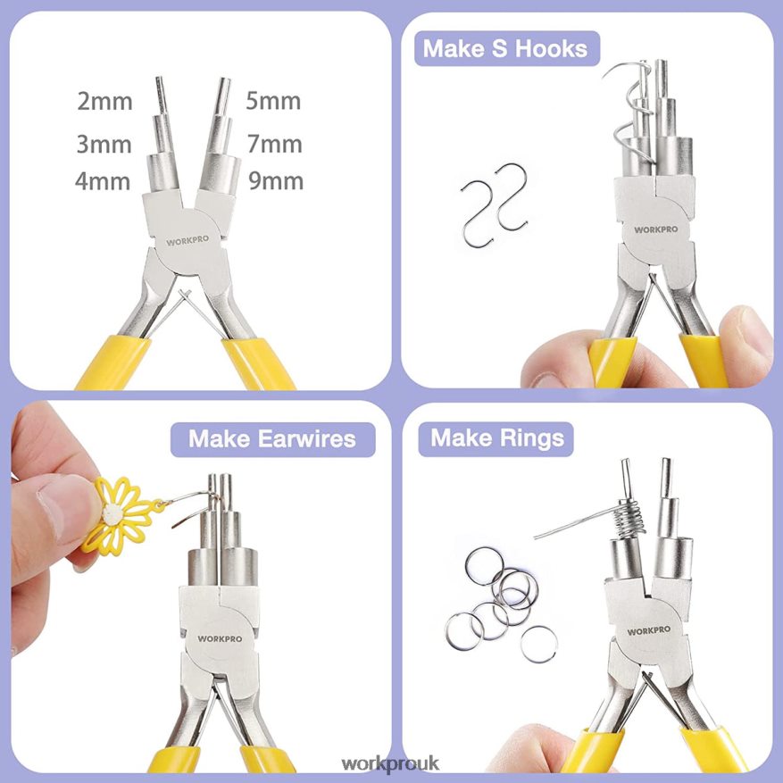 WORKPRO5 Pcs Jewelry Pliers, Jewelry Tools Includes 6 IN 1 Wire Loop Pliers, Nylon Nose Pliers, Bent Nose Pliers, Pointed Tweezers, Curved Tweezers X662Z75 Tool