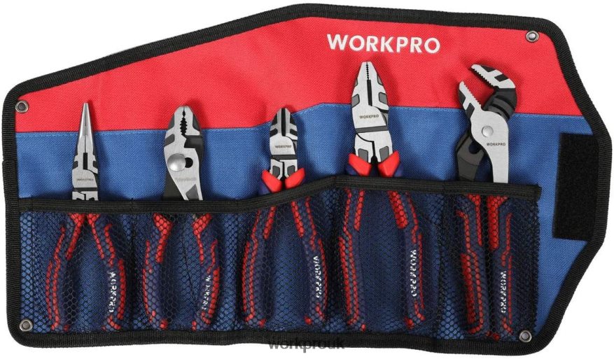 WORKPRO5 Pcs Premium Cr-V Construction Pliers Set with Storage Pouch X662Z66 Tool