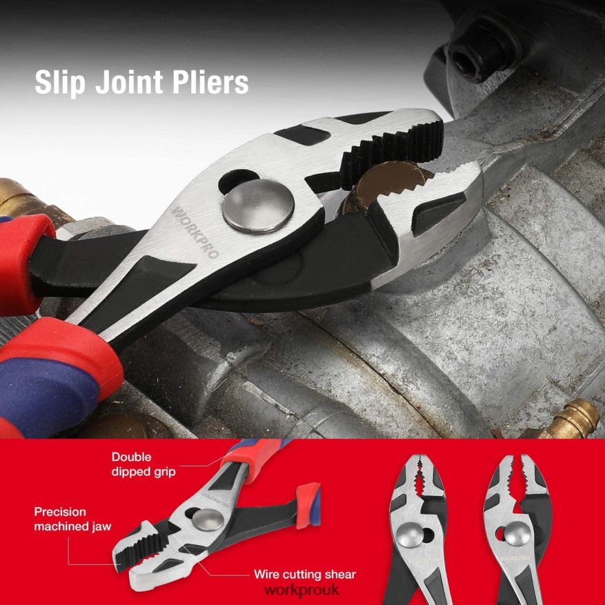 WORKPRO5 Pcs Premium Cr-V Construction Pliers Set with Storage Pouch X662Z66 Tool