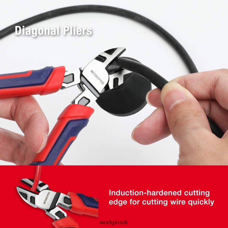 WORKPRO5 Pcs Premium Cr-V Construction Pliers Set with Storage Pouch X662Z66 Tool