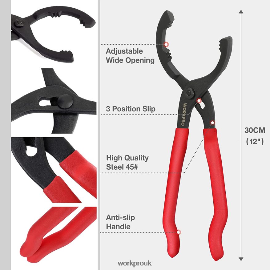 WORKPROAdjustable Oil Filter Pliers Ideal For Engine Filters Conduit Fittings X662Z69 Tool