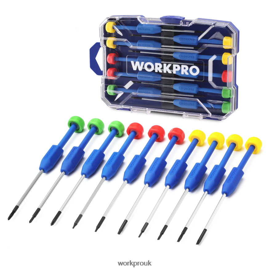 WORKPRO10-Pcs Precision Screwdriver Set with Case, Phillips, Slotted, Torx Star, Magnetic Screwdriver Repair Tool Kit, Non-Slip Grip X662Z103 Tool