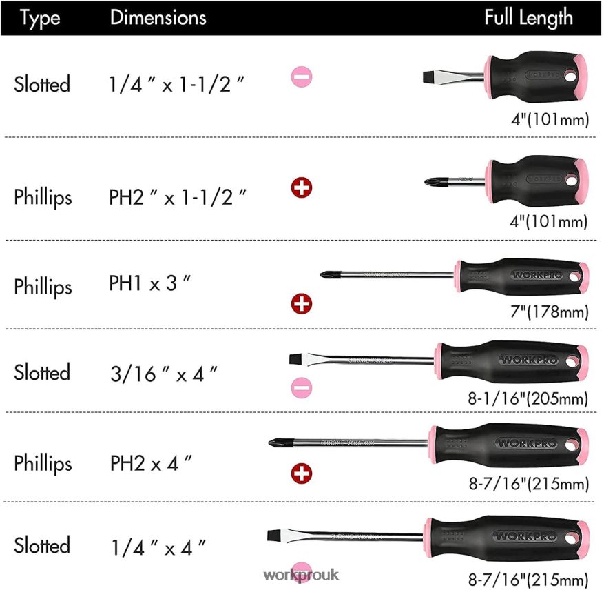 WORKPRO6 Pcs Magnetic Screwdrivers Set X662Z244 Tool