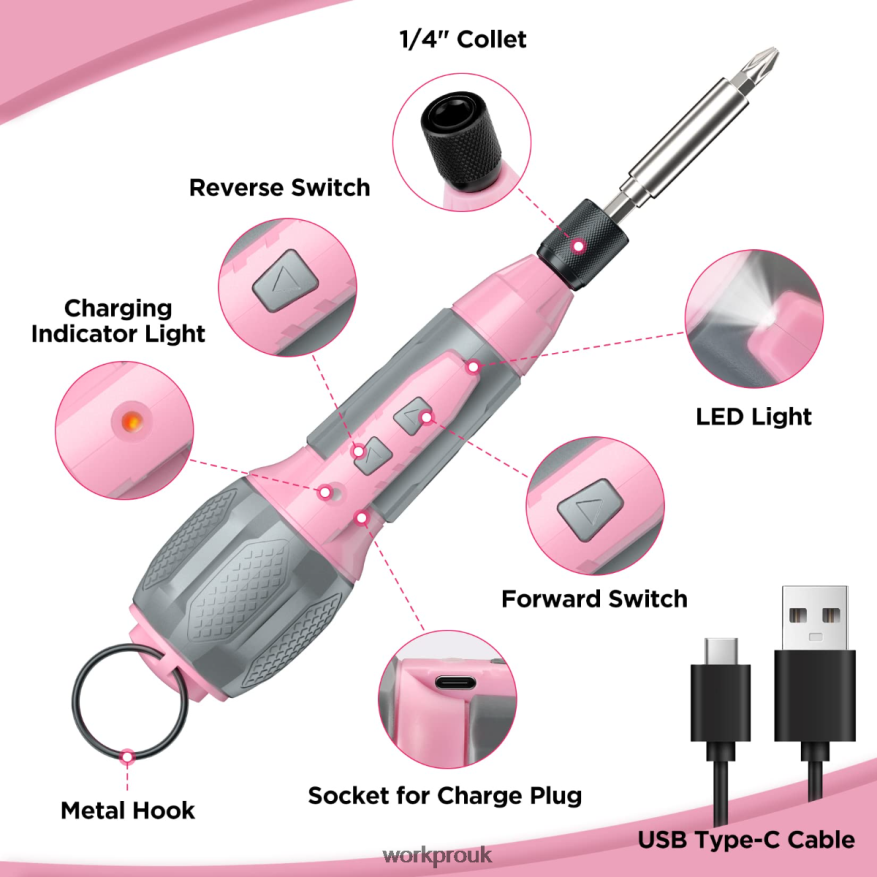 WORKPROCordless 4V USB Rechargeable Lithium-ion Battery Screwdriver Kit X662Z236 Tool