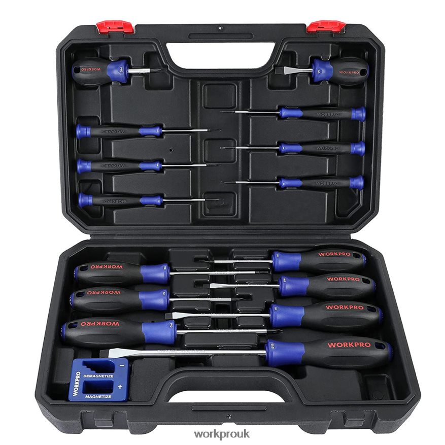 WORKPROMagnetic Screwdriver Set, 16 Pcs Torx Slotted Phillips Precision Screwdrivers with Magnetizer X662Z98 Tool