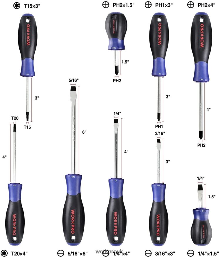 WORKPROMagnetic Screwdriver Set, 16 Pcs Torx Slotted Phillips Precision Screwdrivers with Magnetizer X662Z98 Tool