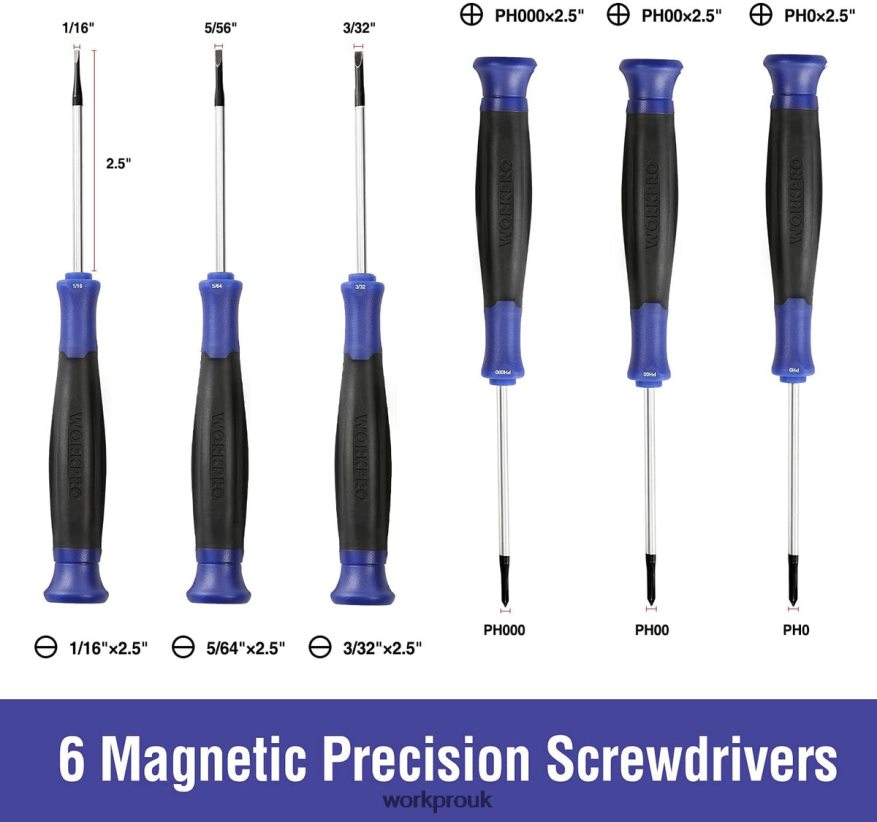 WORKPROMagnetic Screwdriver Set, 16 Pcs Torx Slotted Phillips Precision Screwdrivers with Magnetizer X662Z98 Tool