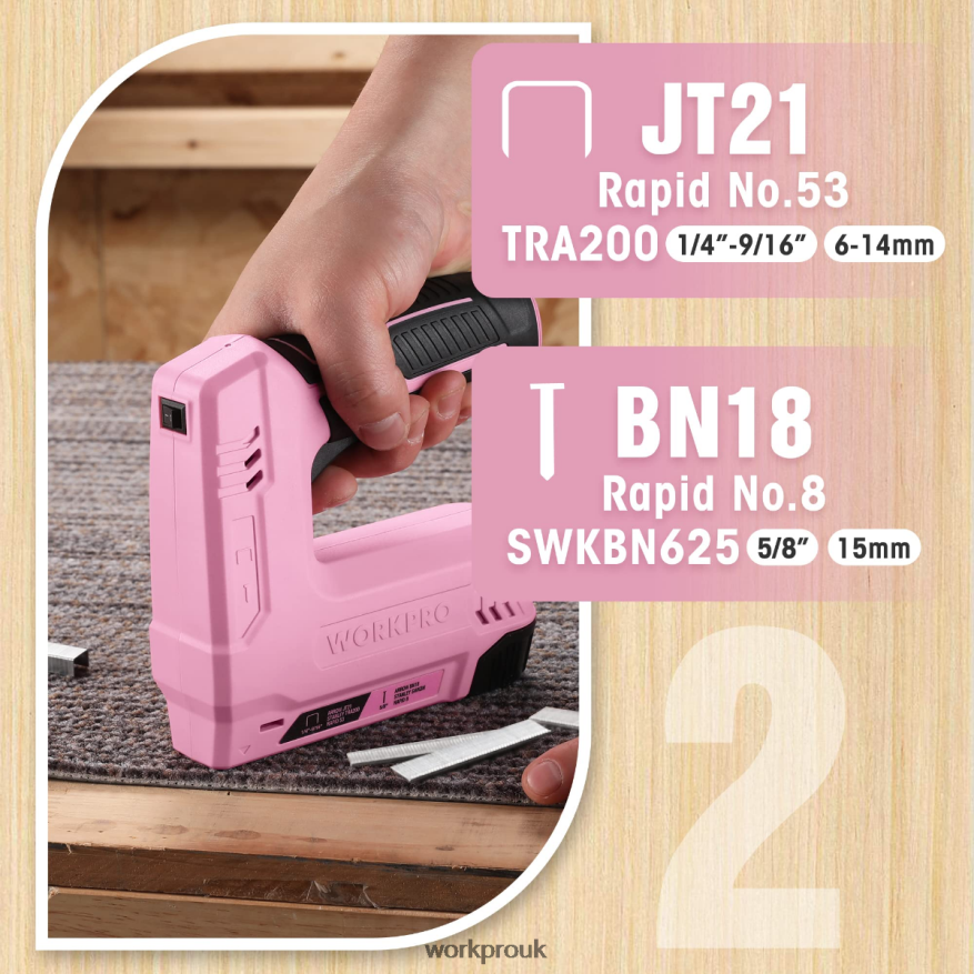 WORKPRO3.6V 2.0Ah Battery Powered Electric Cordless 2-in-1 Staple and Nail Gun X662Z265 Tool