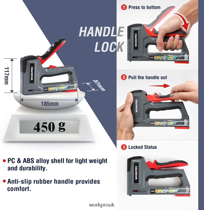WORKPRO6-in-1 Manual Brad Nailer Upholstery Stapler Nail Gun X662Z59 Tool