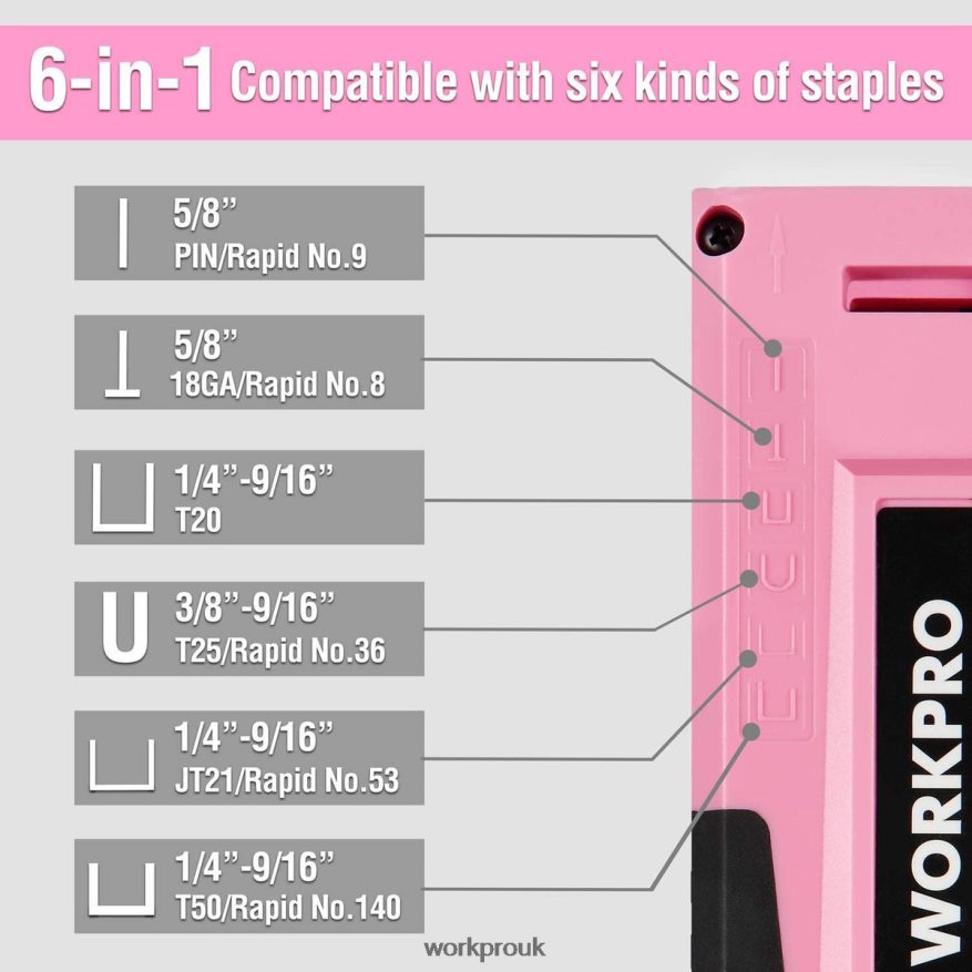 WORKPRO6-in-1 Manual Brad Nailer Upholstery Stapler Nail Gun X662Z59 Tool