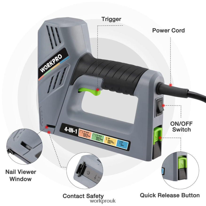 WORKPROElectric Corded 4-in-1 Nail Gun, Including 3000PCS of Staples and Nails X662Z60 Tool