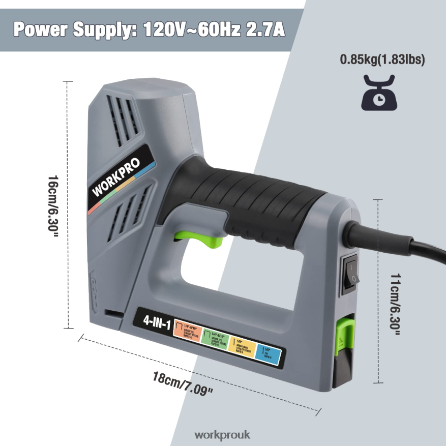 WORKPROElectric Corded 4-in-1 Nail Gun, Including 3000PCS of Staples and Nails X662Z60 Tool