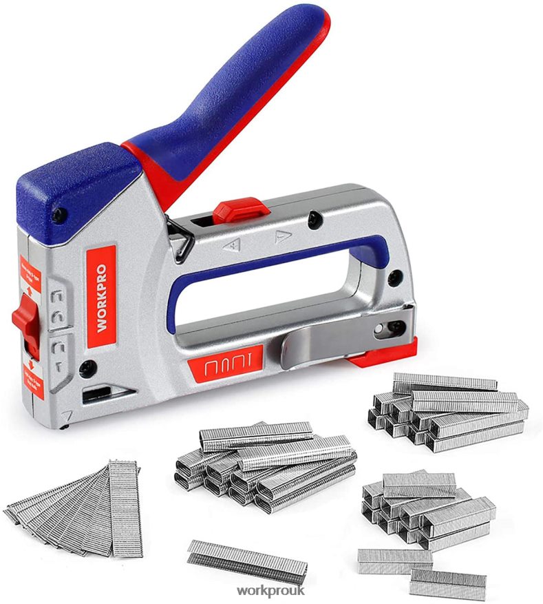 WORKPROHeavy-Duty 4-in-1 Staple Gun Kit Manual Brad Nailer with 3000 Staples and 1000 Brad Nails X662Z57 Tool