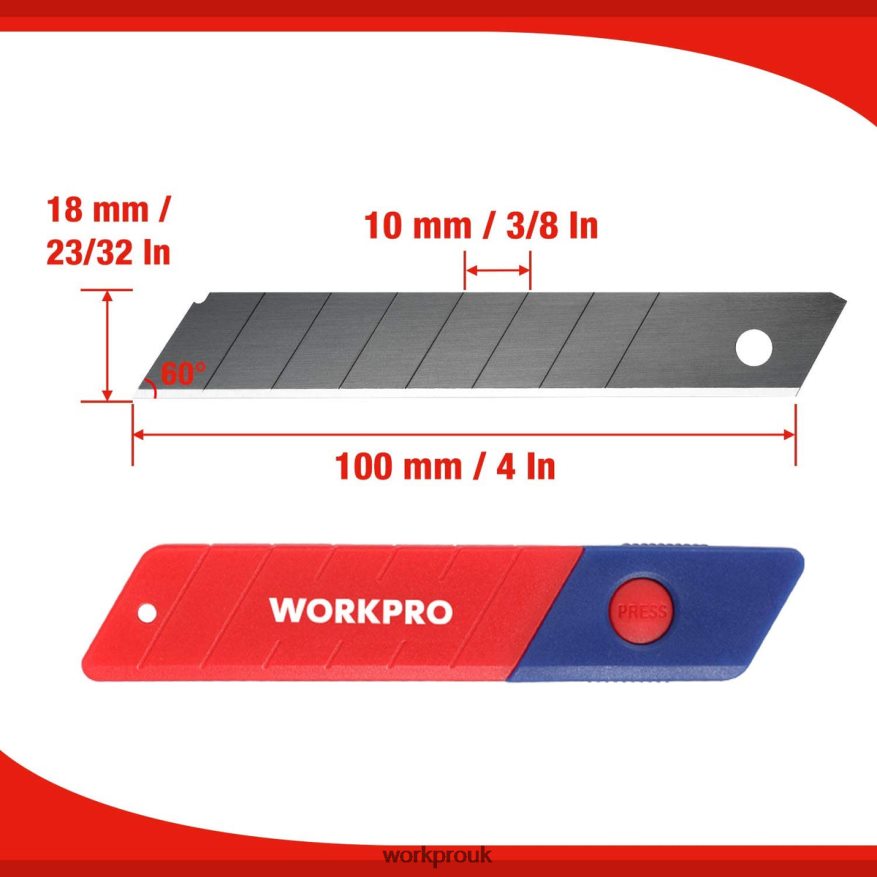WORKPRO18mm Snap-off Blades SK5 Steel Replacement Blade Fits Pack of 100 X662Z53 Tool