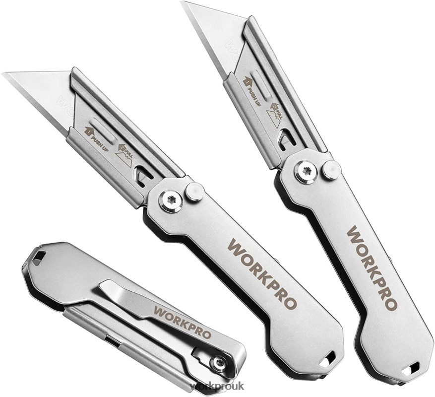 WORKPRO3 PCS Folding Utility Knife Sets Quick Change Blades Box Cutter X662Z43 Tool