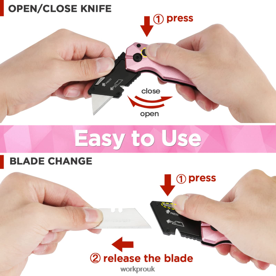 WORKPROFolding Aluminum Utility Knife, 10 Extra Blades Include X662Z54 Tool