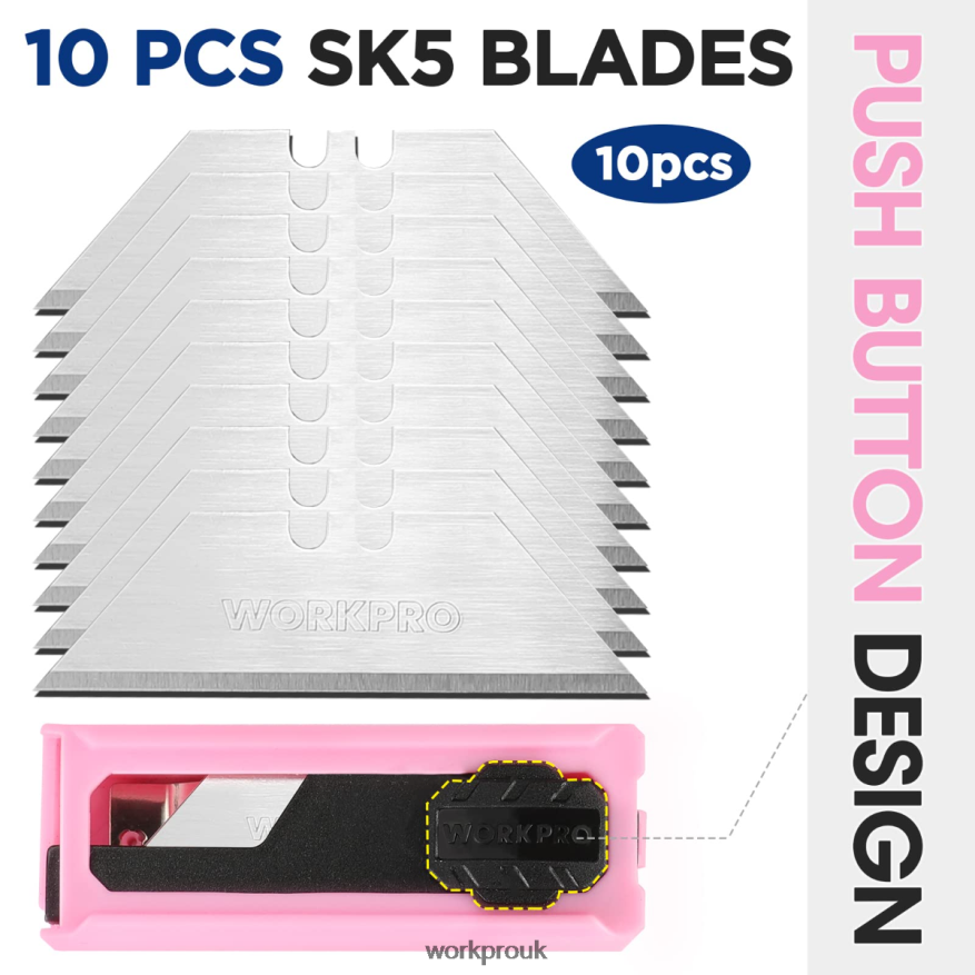 WORKPROFolding Aluminum Utility Knife, 10 Extra Blades Include X662Z54 Tool