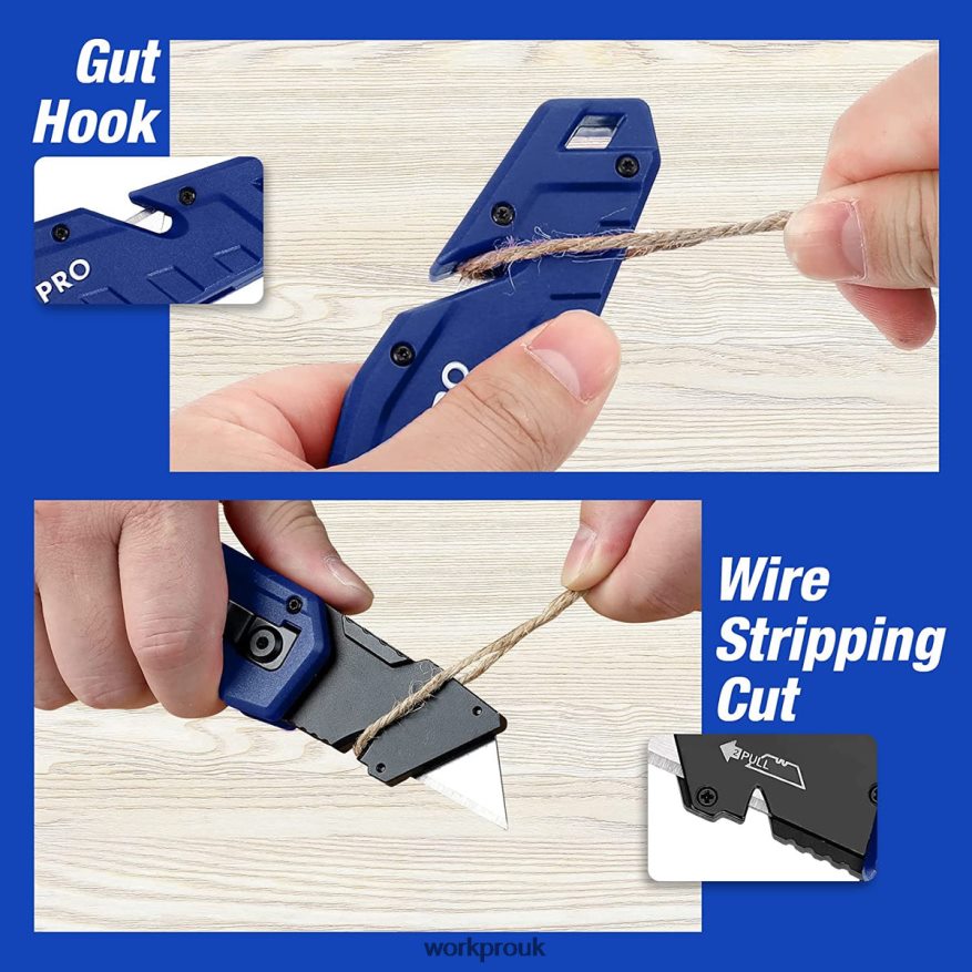 WORKPROFolding Utility Knife Lightweight Nylon Handle Utility Cutter with 10-piece Extra Blades X662Z38 Tool