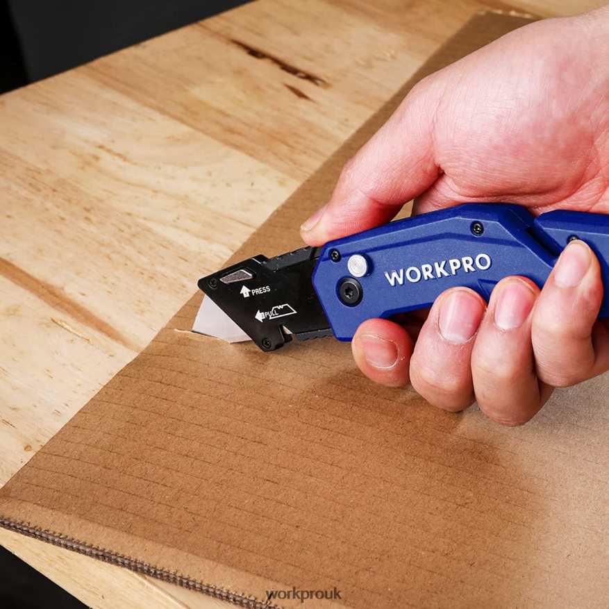 WORKPROFolding Utility Knife Lightweight Nylon Handle Utility Cutter with 10-piece Extra Blades X662Z38 Tool