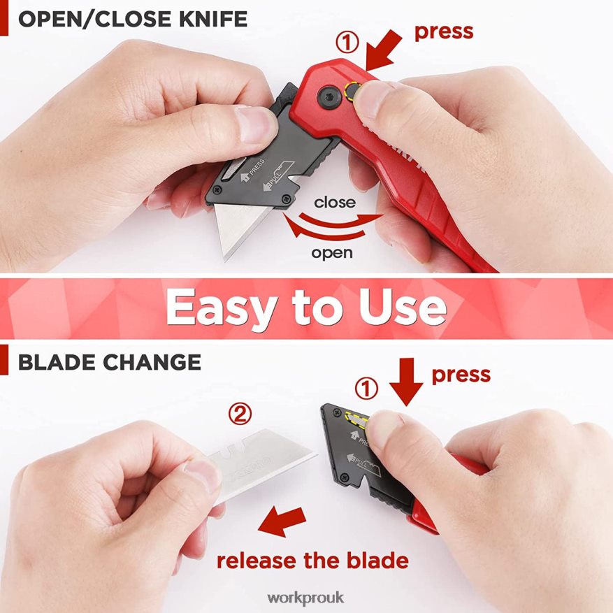 WORKPROFolding Utility Knife, Quick Change Box Cutte 13 Extra Blades Included X662Z52 Tool