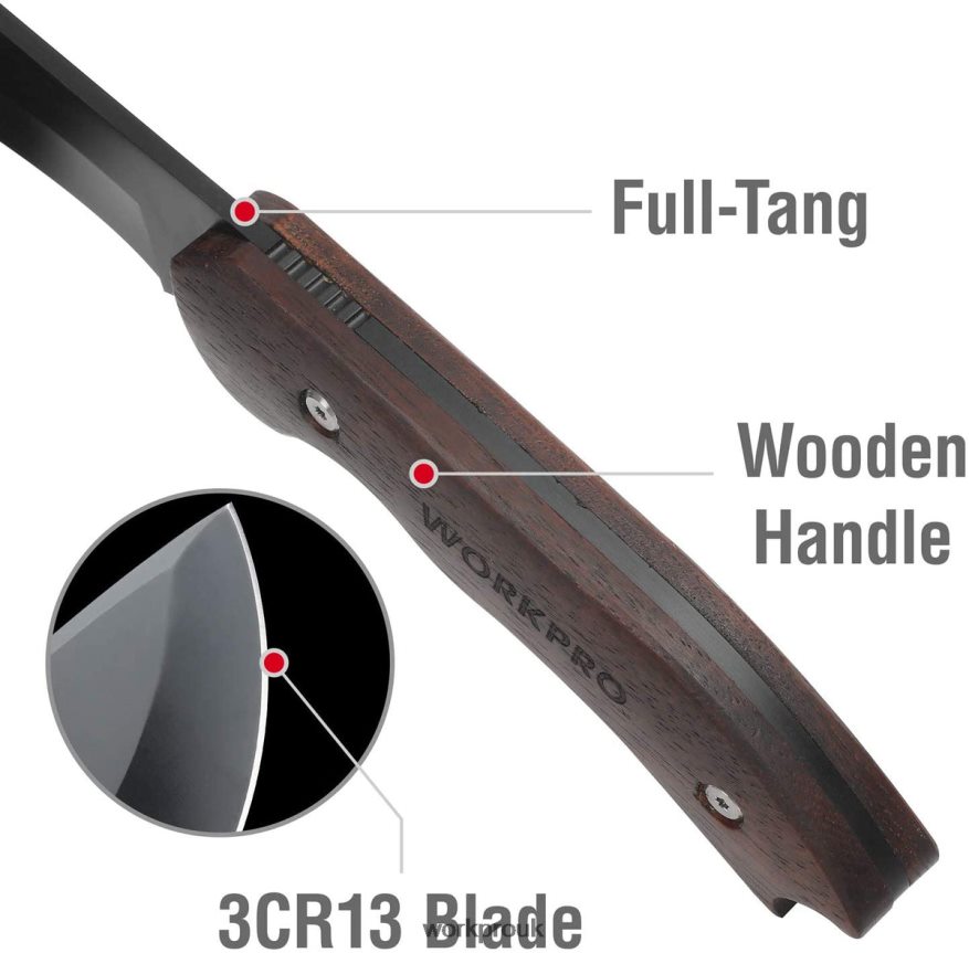 WORKPROFull Tang Wood Handle Axe and Fixed Blade Knife Combo Set with Nylon Sheath X662Z48 Tool