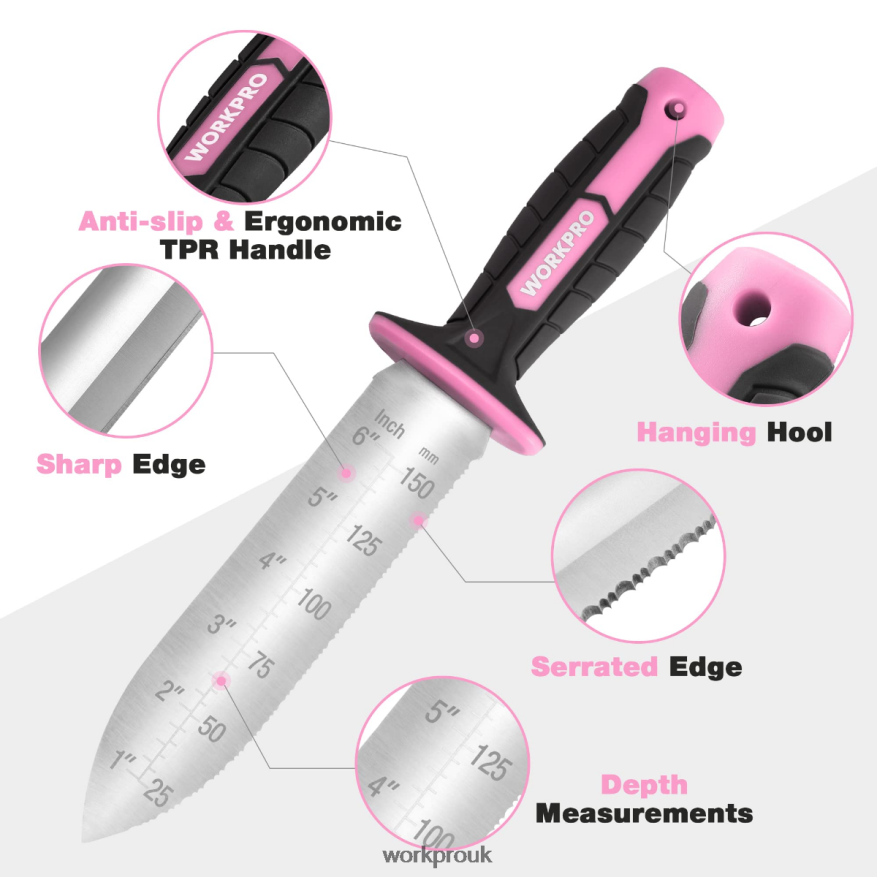 WORKPROGarden Knife with Oxford Sheath, Stainless Steel Blade with Cutting Edge X662Z283 Tool