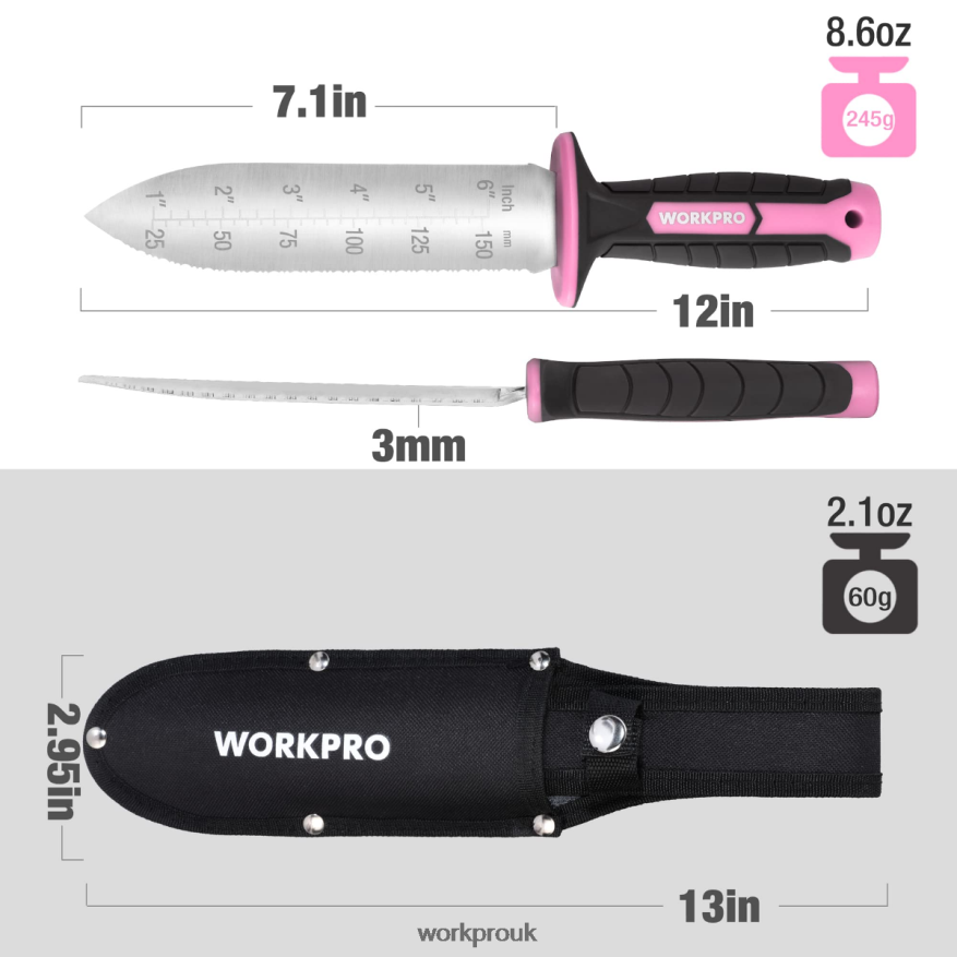 WORKPROGarden Knife with Oxford Sheath, Stainless Steel Blade with Cutting Edge X662Z283 Tool
