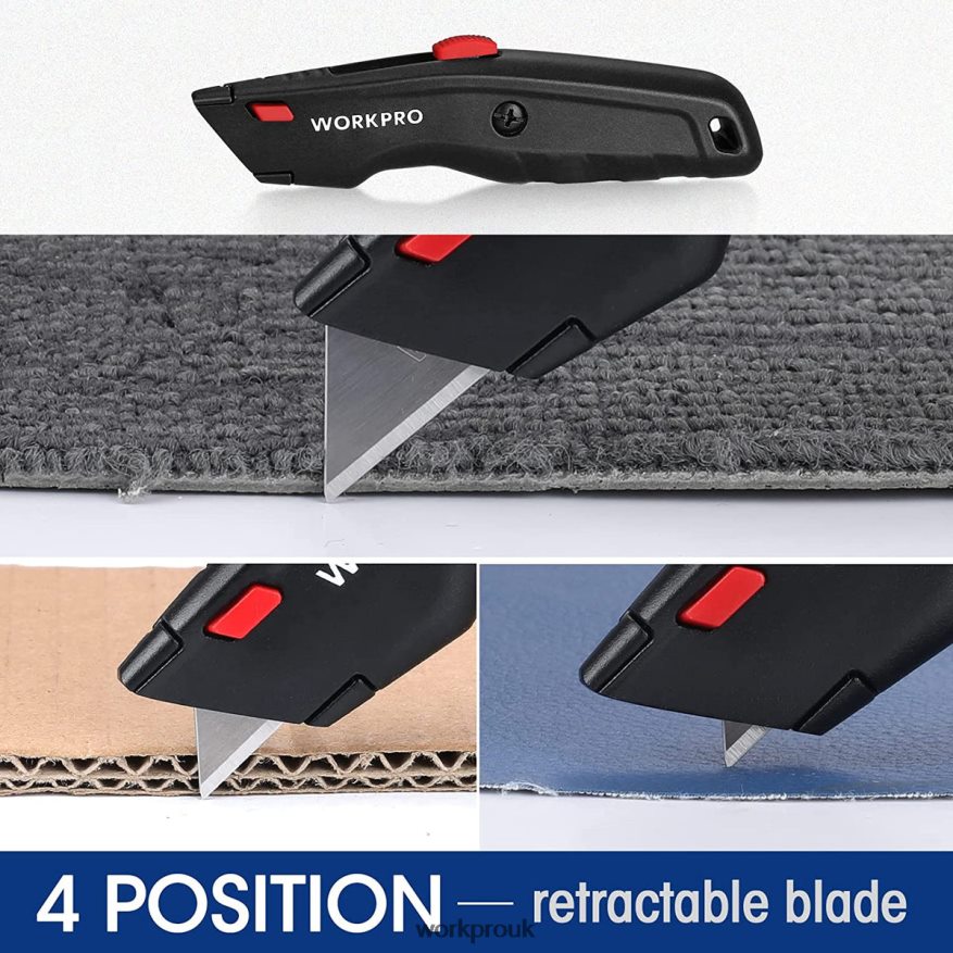 WORKPROPremium Utility Knife, Retractable All Metal Heavy Duty Box Cutter, Quick Change Blade Razor Knife, with 10 Extra Blades X662Z51 Tool