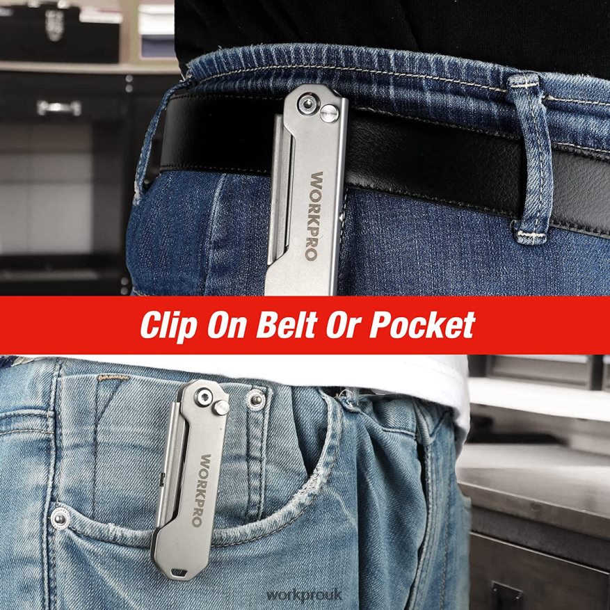 WORKPROQuick Change Folding Pocket Utility Knife Mini Stainless Steel Folding Knife with Belt Clip X662Z47 Tool