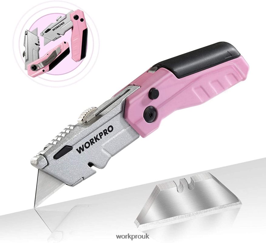 WORKPROQuick-Change Folding Utility Knife with12 Extra Blades X662Z37 Tool