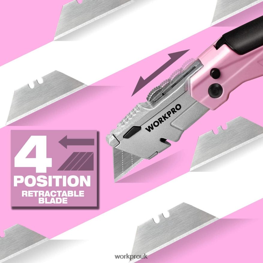 WORKPROQuick-Change Folding Utility Knife with12 Extra Blades X662Z37 Tool